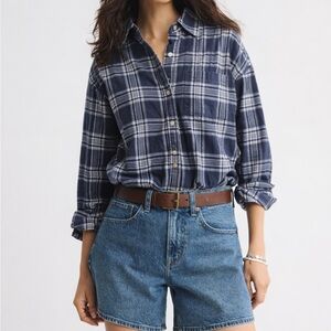 Abercrombie and Fitch Navy Plaid Button-Up Shirt